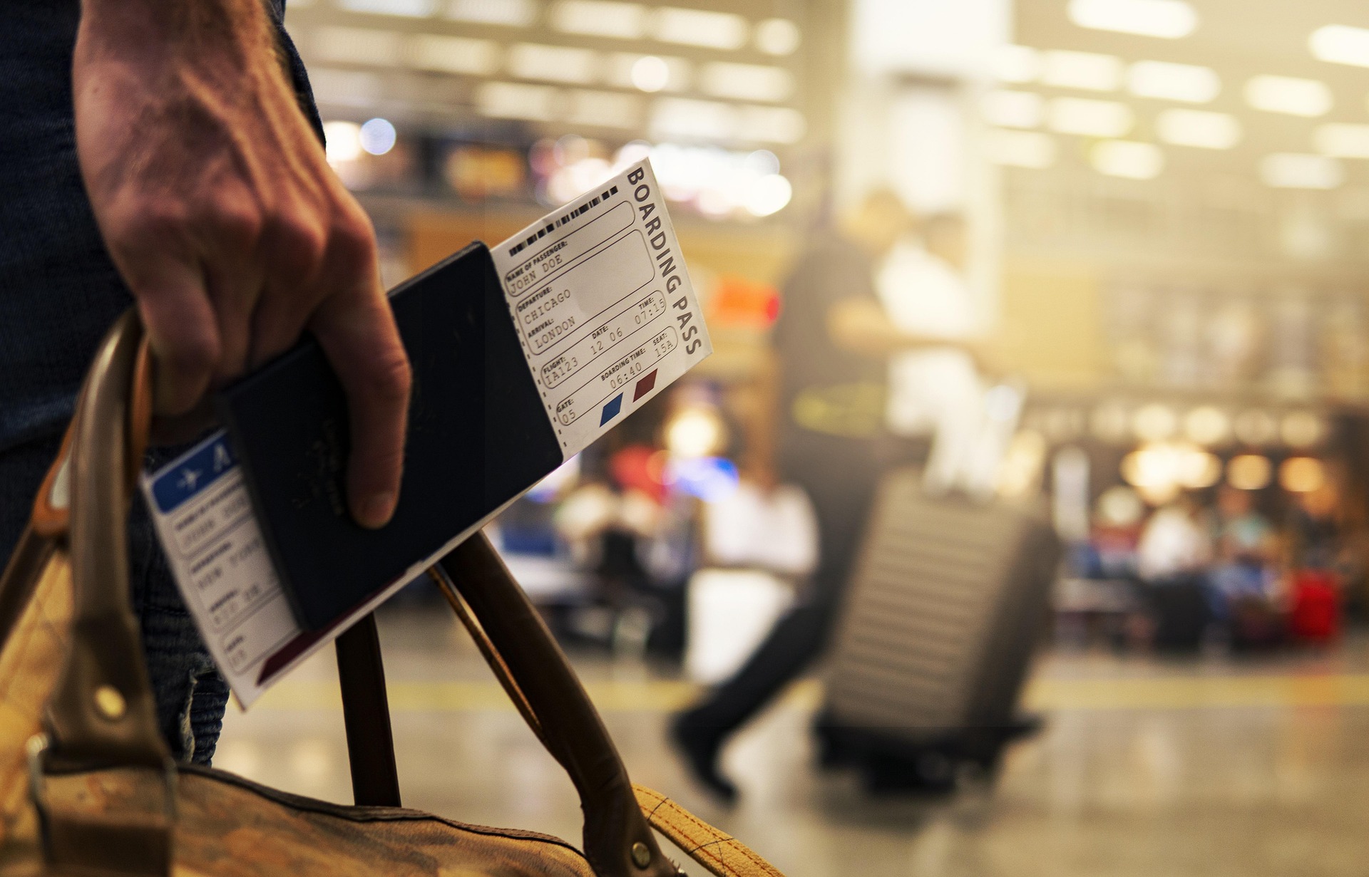 Cartão de embarque e passaporte